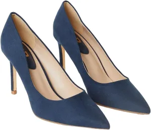 Pointed Wide Fit Court Shoes, navy, 9.5 Women