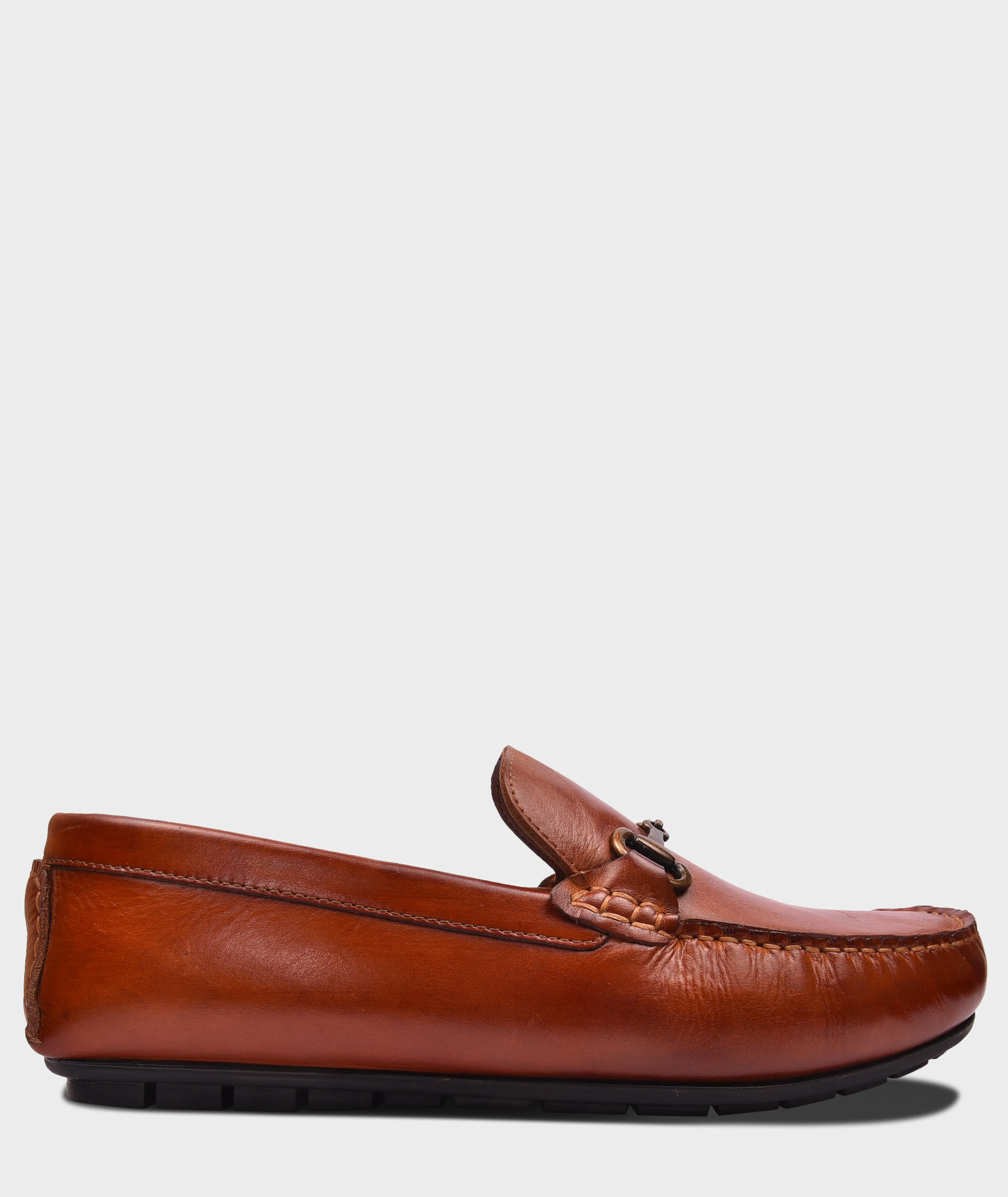 Premium Leather Buckle Tan Men's Leather Loafers
