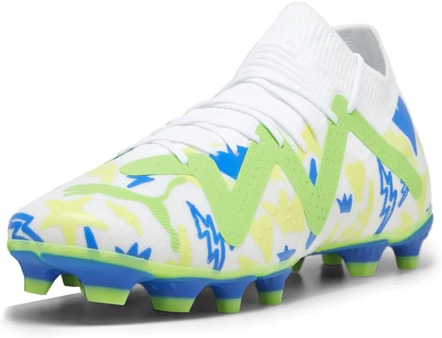 PUMA Mens Nmj X Future Match Firm GroundArtifical Grass Soccer Cleats Cleated, Firm Ground - White