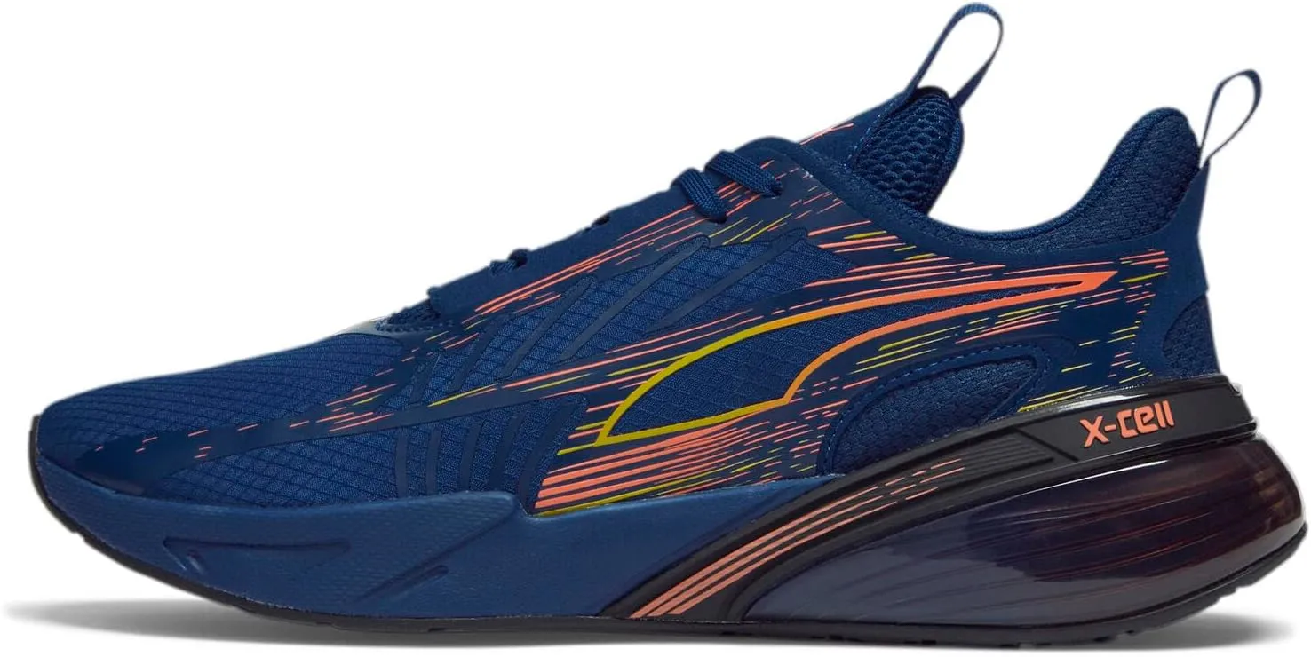 PUMA - Mens X-Cell Action Linear Shoes, Color Blazing Blue/Neon Sun, Size: 12 M US
