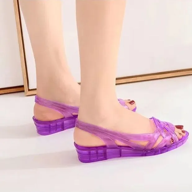 Purple Medusa Sandal with Small Wedge Heel