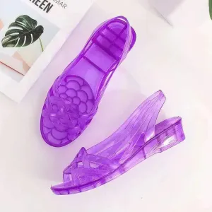 Purple Medusa Sandal with Small Wedge Heel