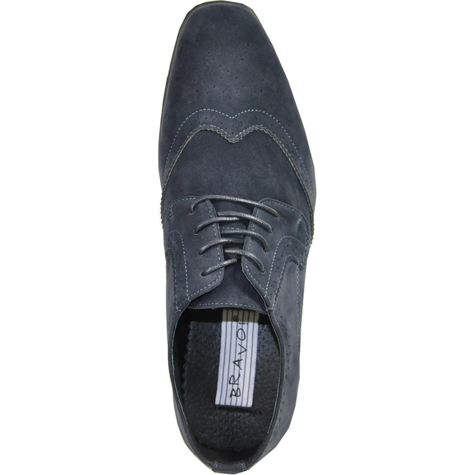 "Bravo Men's Navy Suede Wingtip Dress Shoes - Vegan-Friendly for Wedding and Prom"