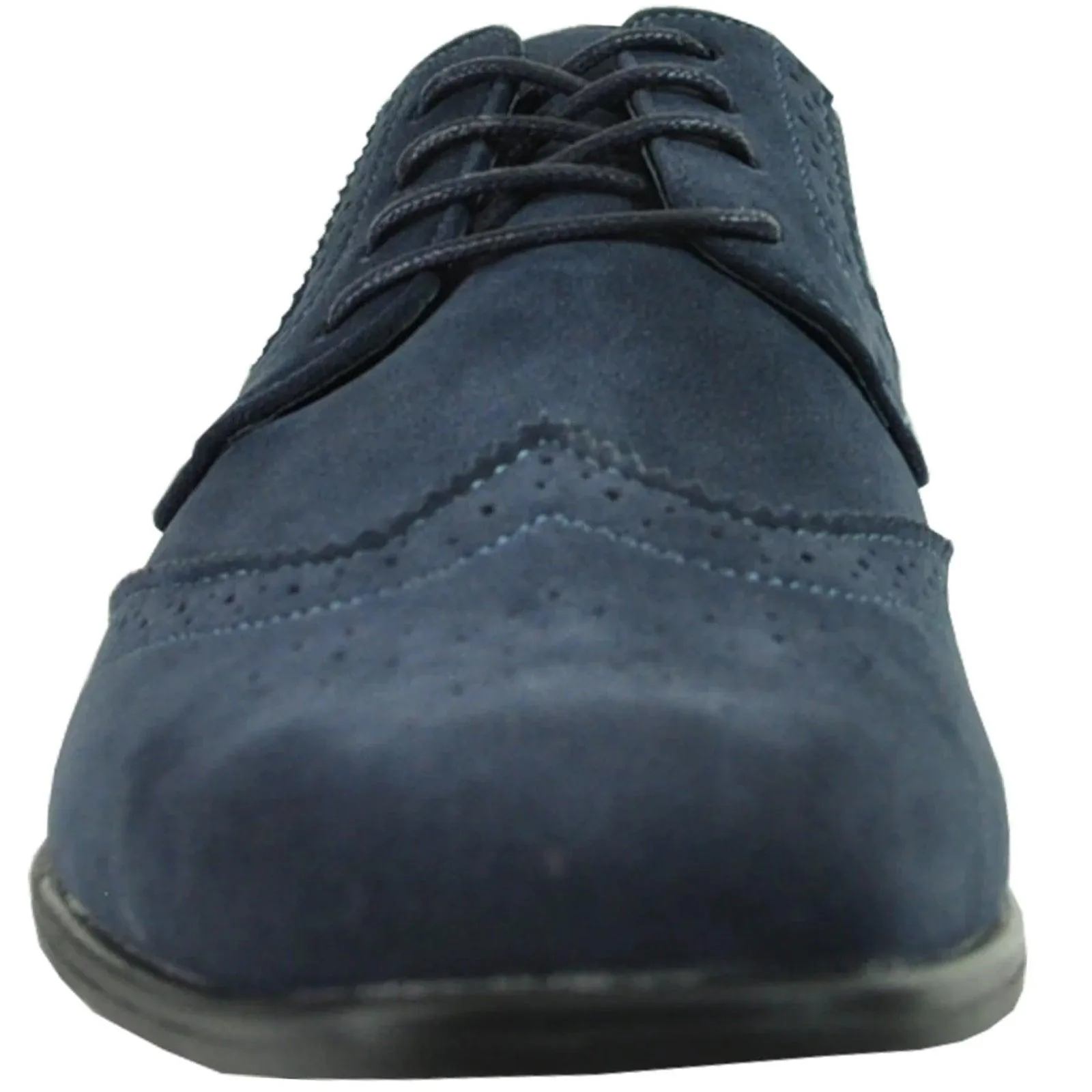 "Bravo Men's Navy Suede Wingtip Dress Shoes - Vegan-Friendly for Wedding and Prom"