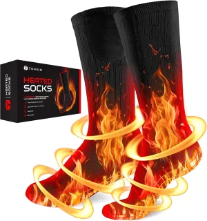 Rechargeable Heated Socks Men Women - Washable Battery Operated Foot Warmer for Ski Hunting - Electric Winter Heating Socks for Work Boot Toe Sleep Bed Indoor Outdoor Sports Walking Research