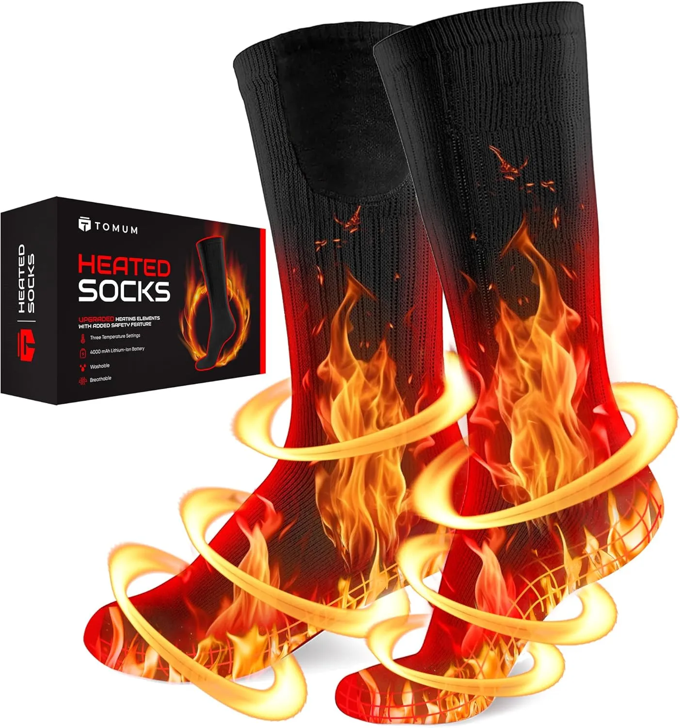 Rechargeable Heated Socks Men Women - Washable Battery Operated Foot Warmer for Ski Hunting - Electric Winter Heating Socks for Work Boot Toe Sleep Bed Indoor Outdoor Sports Walking Research
