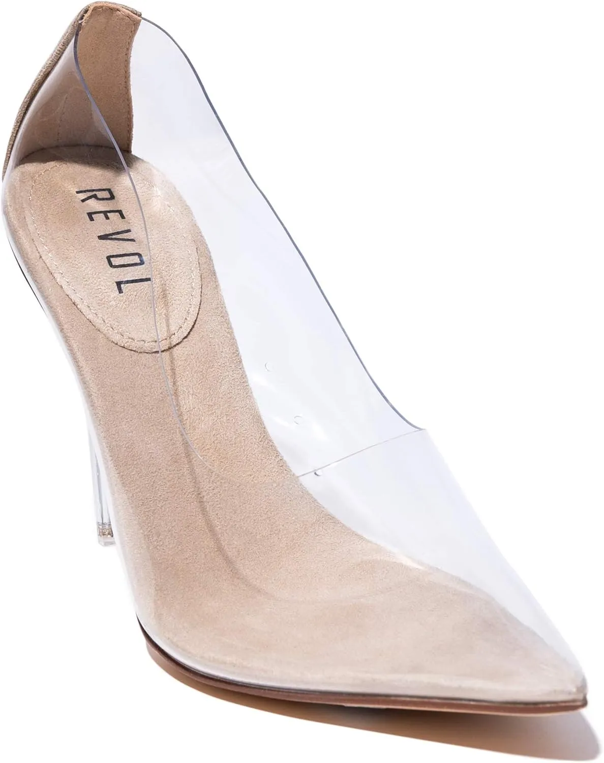 REVOL Glass Doll Clear Stiletto High Heels for Women, Slip On Sexy Shoes with Pointed Toe