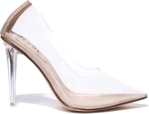 REVOL Glass Doll Clear Stiletto High Heels for Women, Slip On Sexy Shoes with Pointed Toe