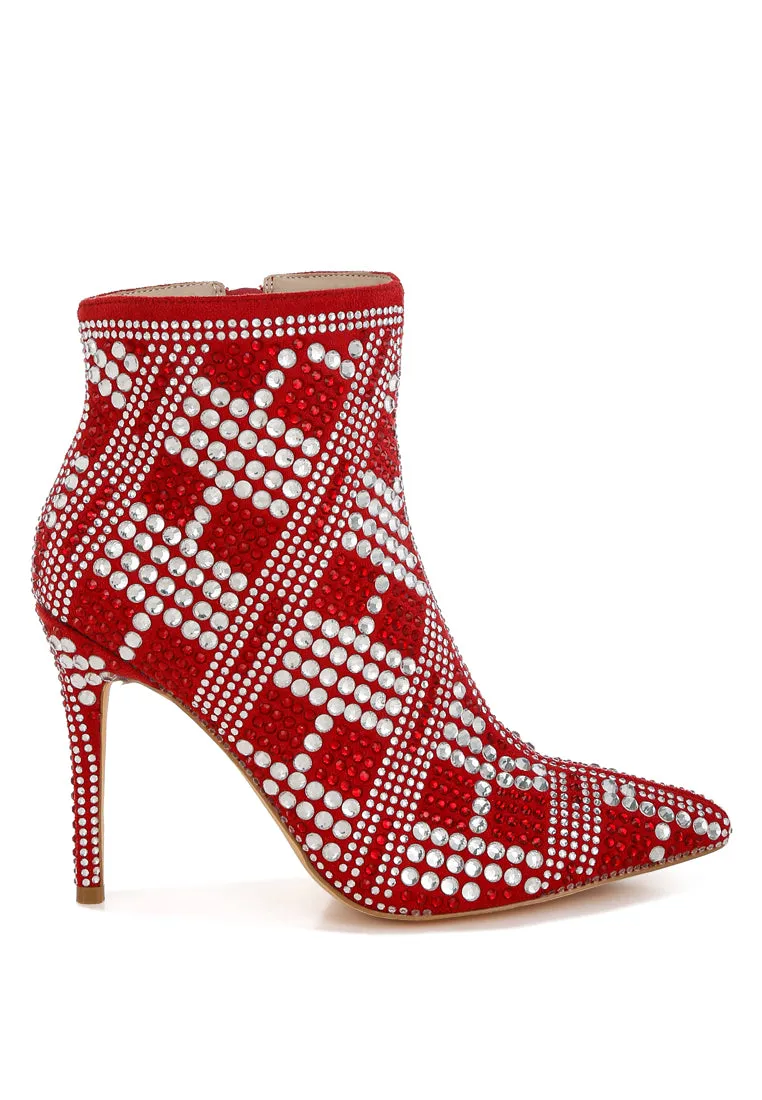 Rhinestones Studded Stiletto Heel Boots By RAG