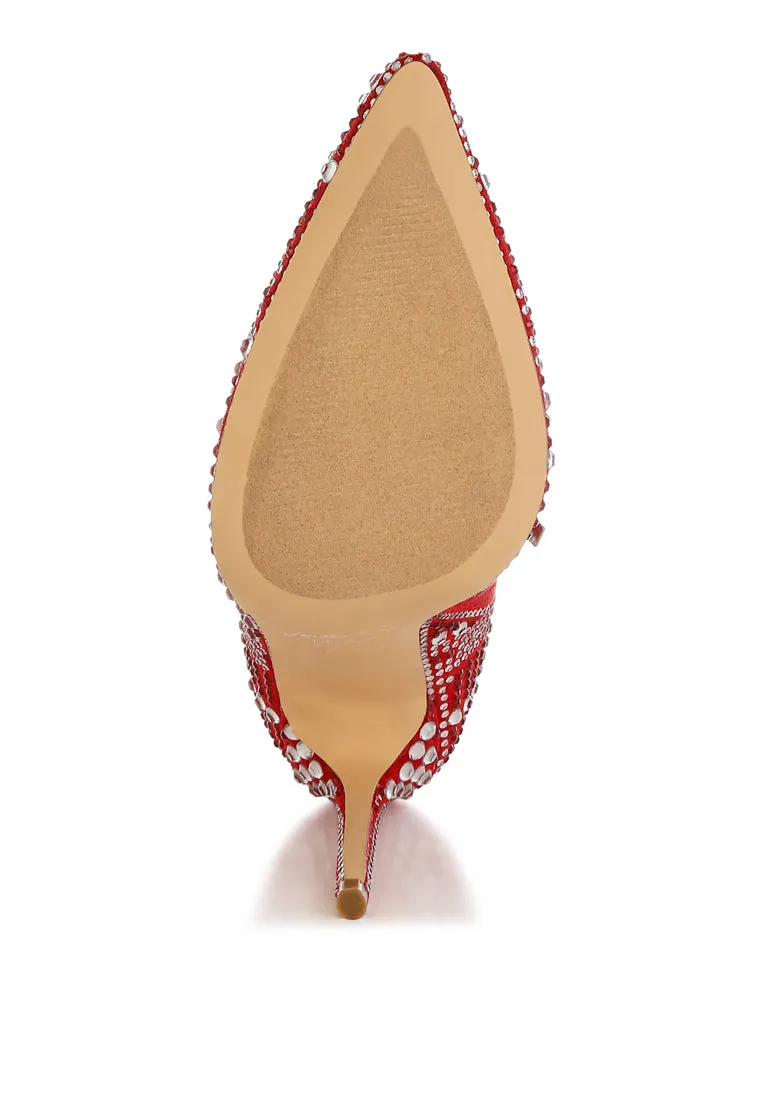 Rhinestones Studded Stiletto Heel Boots By RAG