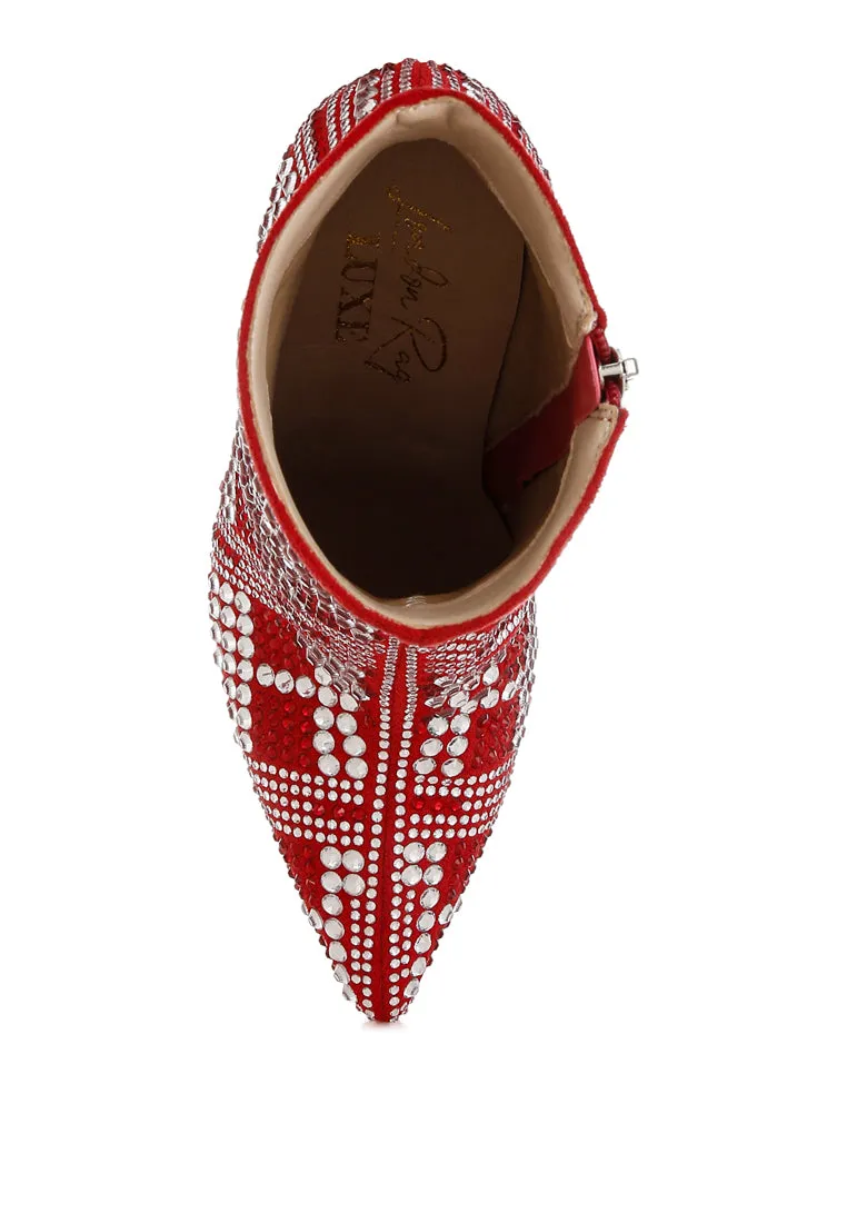Rhinestones Studded Stiletto Heel Boots By RAG