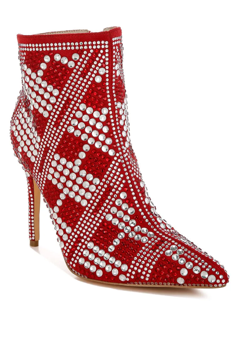 Rhinestones Studded Stiletto Heel Boots By RAG