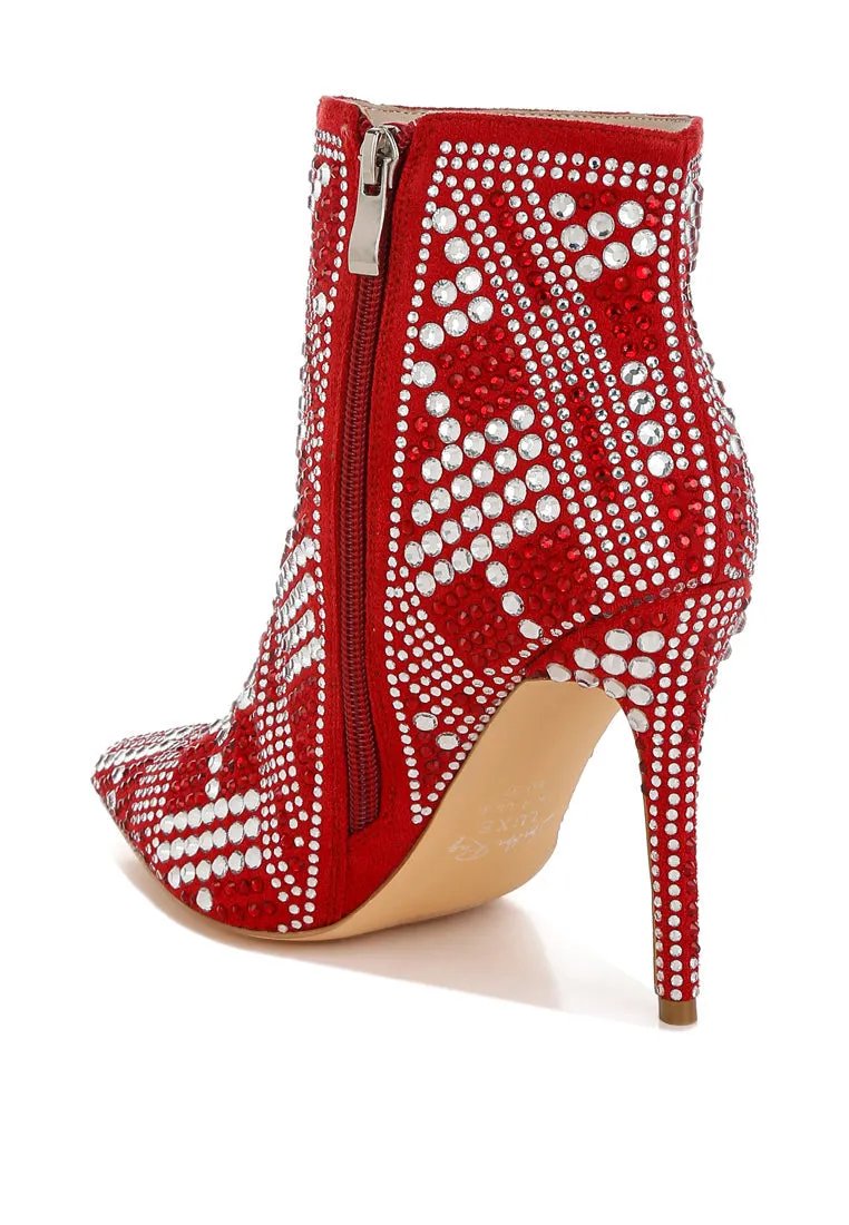 Rhinestones Studded Stiletto Heel Boots By RAG