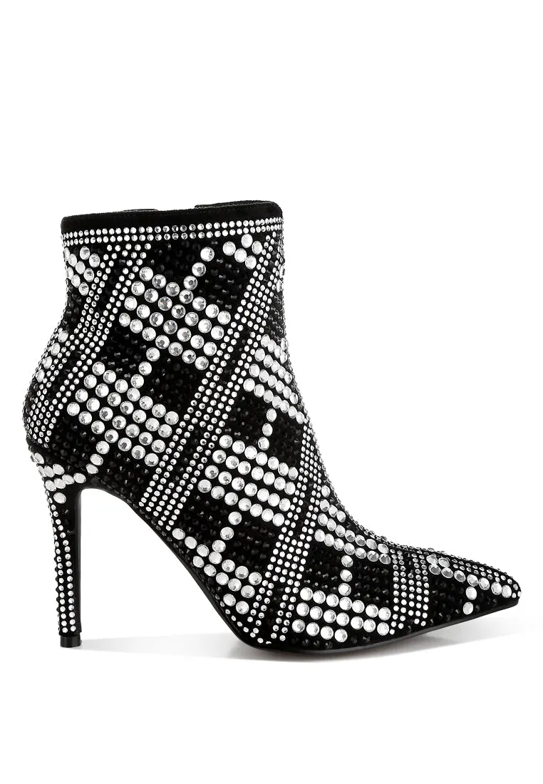Rhinestones Studded Stiletto Heel Boots By RAG