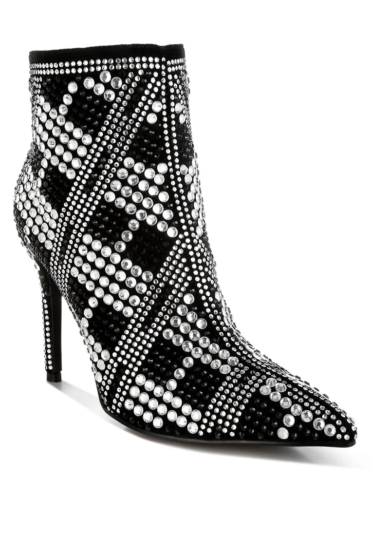 Rhinestones Studded Stiletto Heel Boots By RAG
