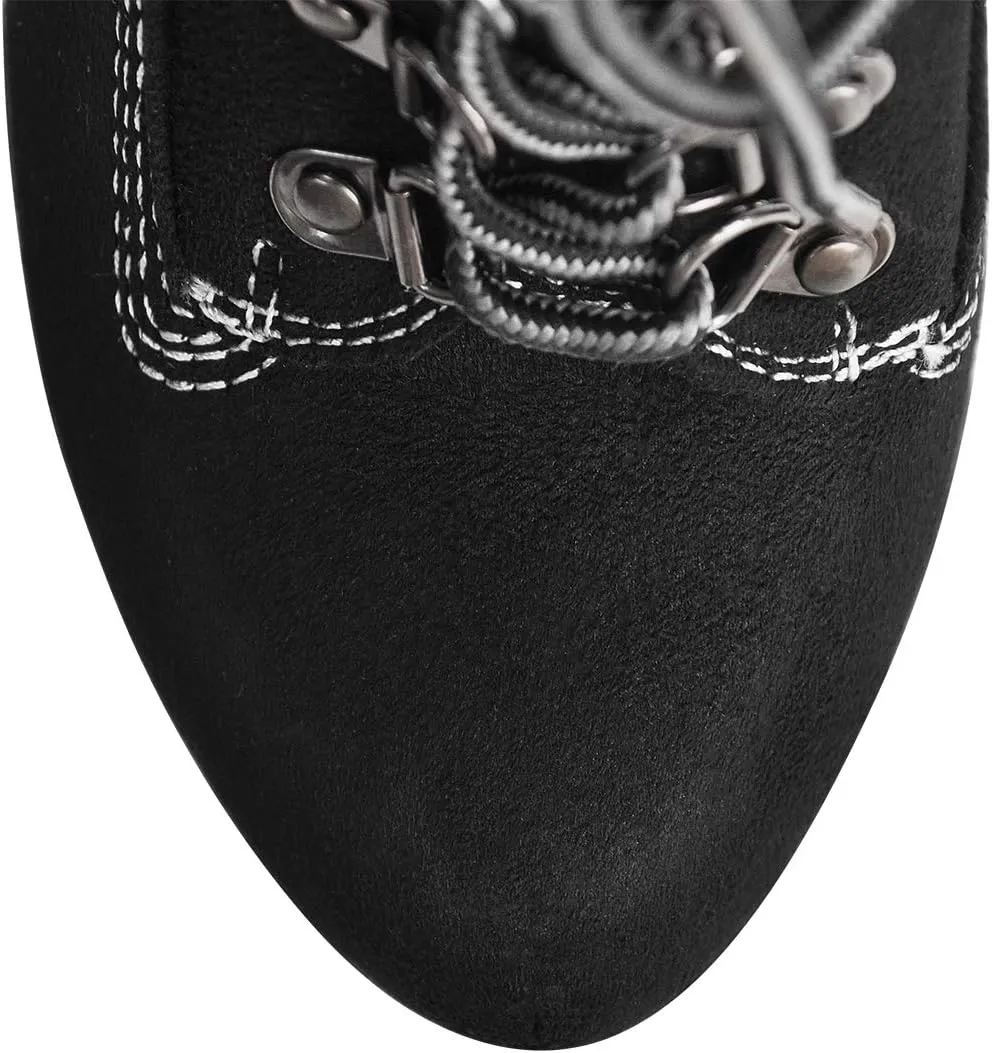 Richealnana Women's Platform Lace Up Stiletto Heel Ankle Boots