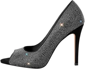 Richealnana Women's Rhinestones Pointed Toe Stiletto High Heel Pumps Slip On