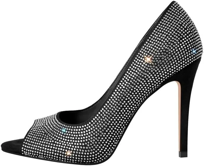 Richealnana Women's Rhinestones Pointed Toe Stiletto High Heel Pumps Slip On