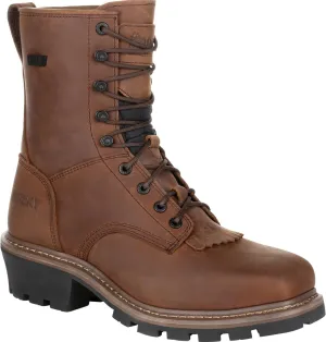 ROCKY Square Toe Logger Waterproof Work Boot, Dark Brown, Size 15(M)