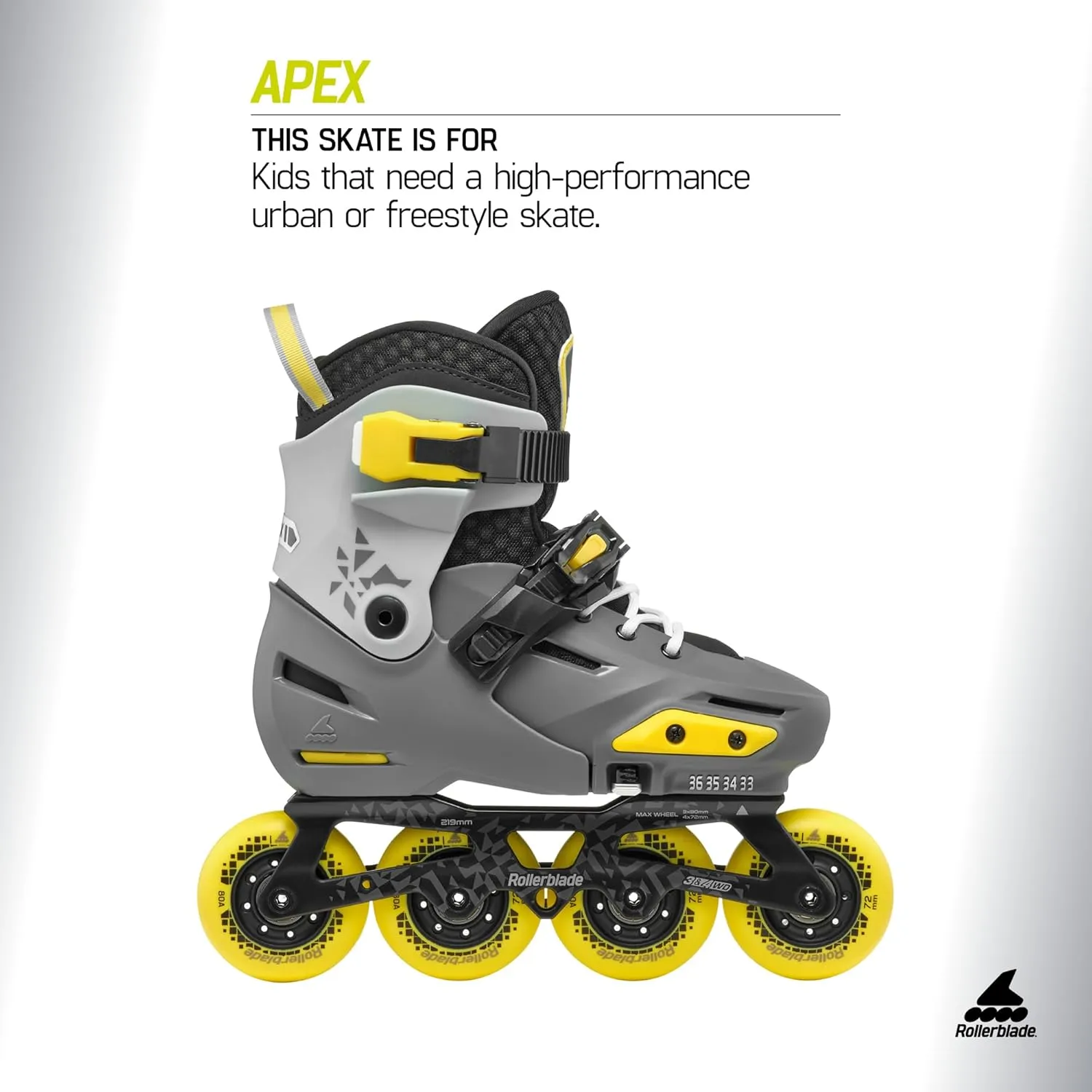 Rollerblade Apex Junior Adjustable Fitness Inline Skate,