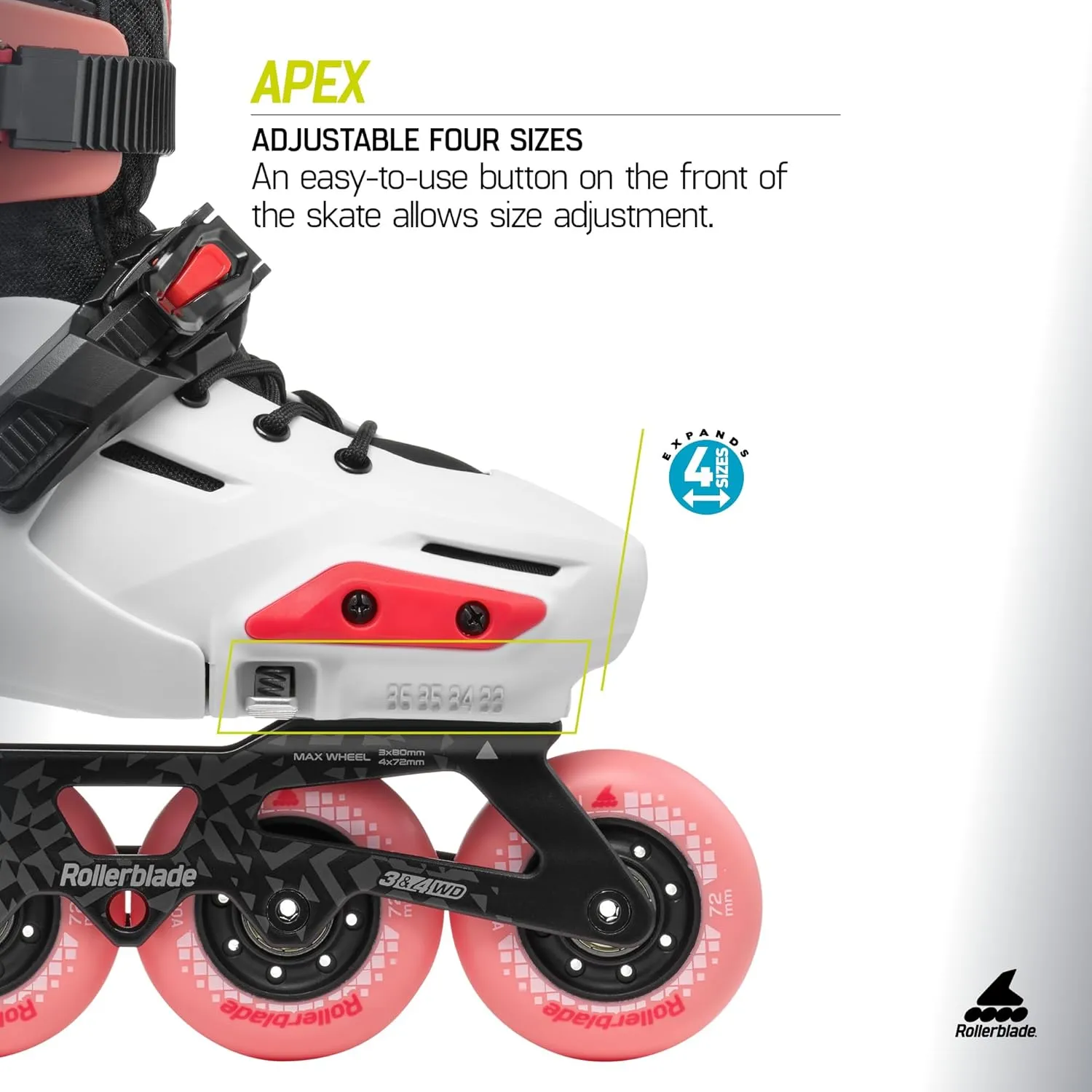 Rollerblade Apex Junior Adjustable Fitness Inline Skate,