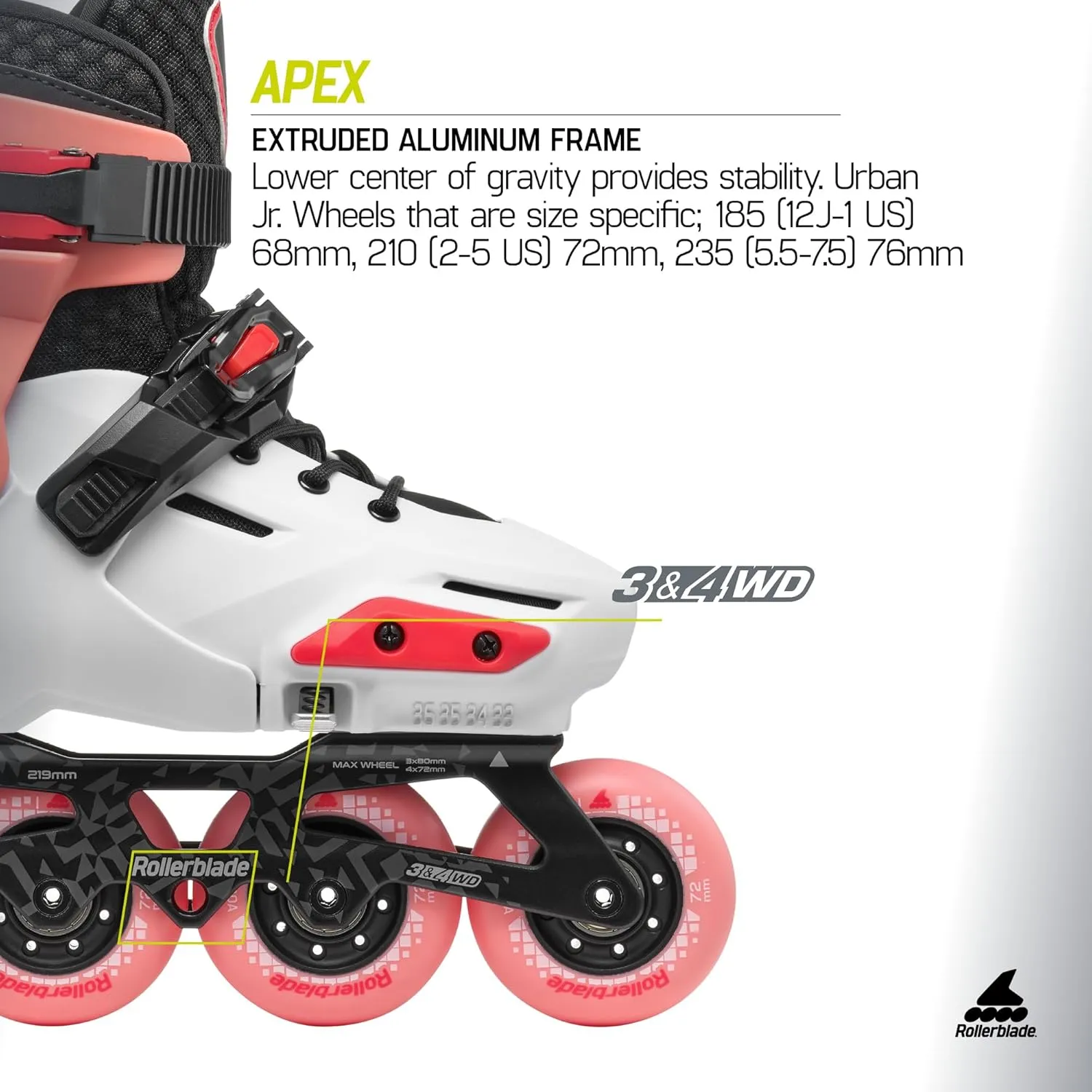 Rollerblade Apex Junior Adjustable Fitness Inline Skate,