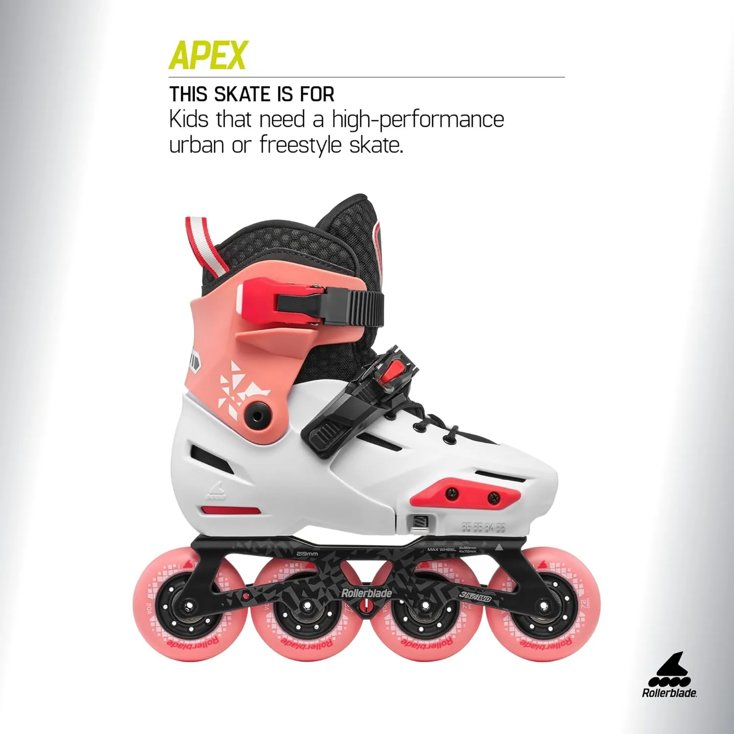 Rollerblade Apex Junior Adjustable Fitness Inline Skate,