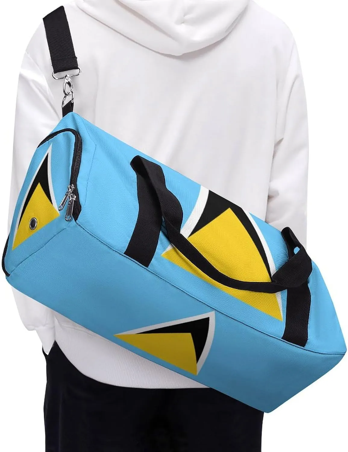 Saint Lucia Flag Gym Bag for Men Women with Waterproof Shoe Compartment Travel Tote