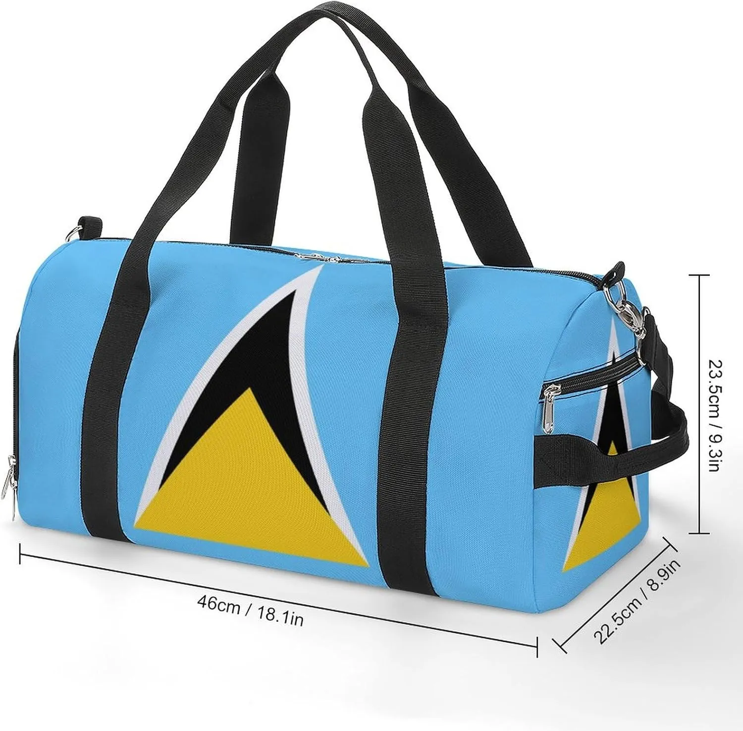 Saint Lucia Flag Gym Bag for Men Women with Waterproof Shoe Compartment Travel Tote
