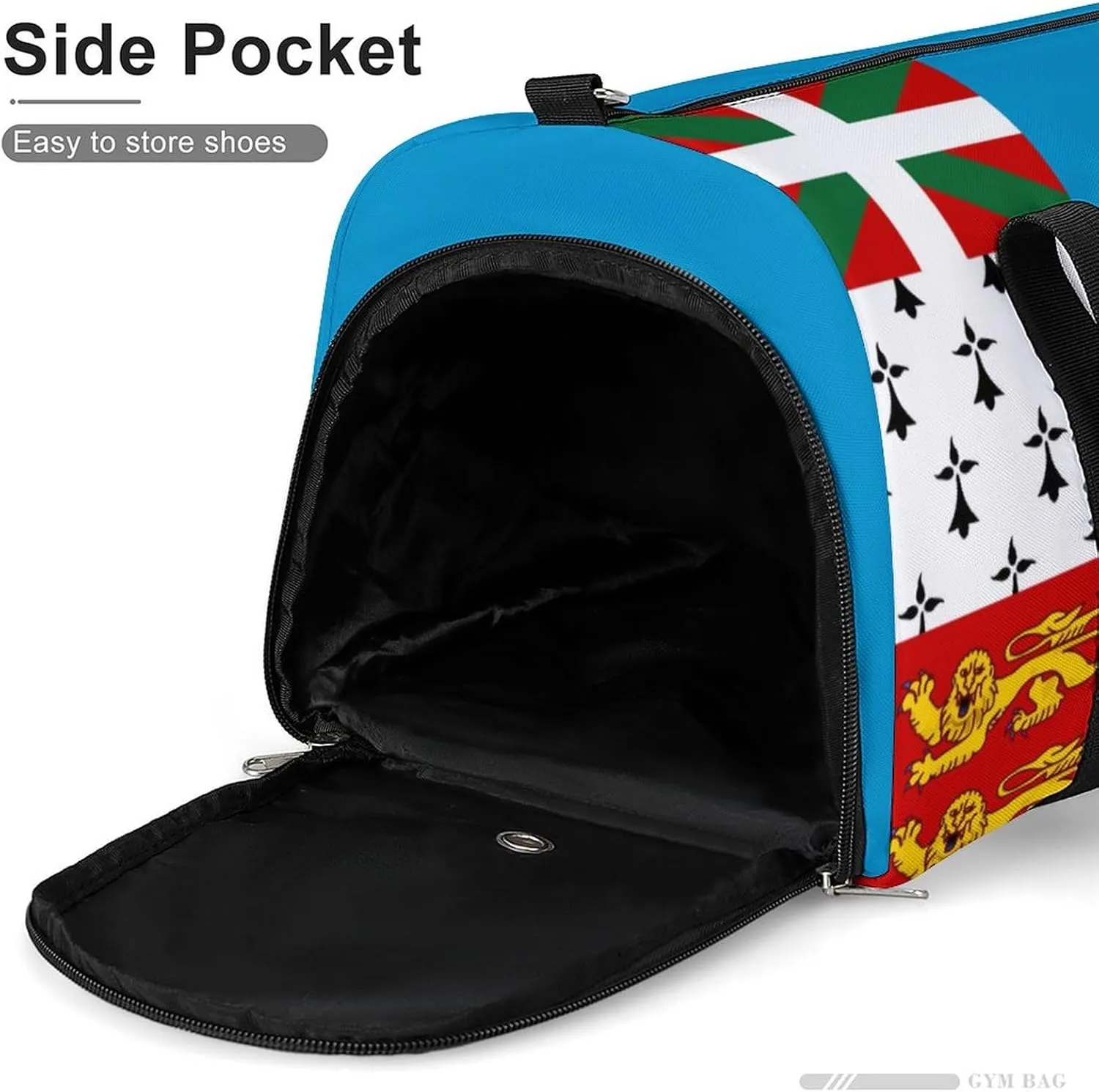 Saint Pierre Miquelon Flag Sports Duffle Bag for Boys Girls with Shoe Compartment Overnight