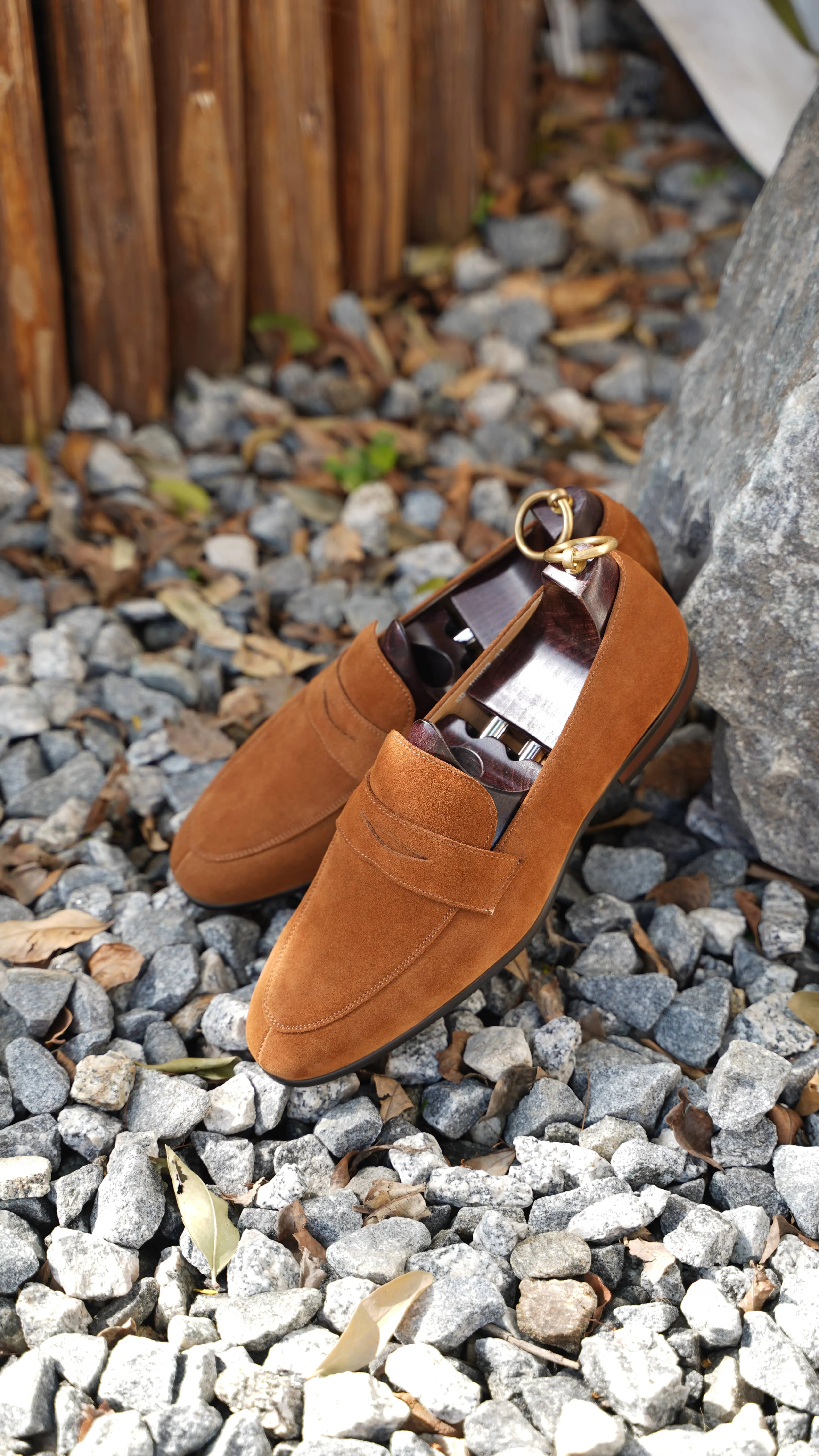 Sand Suede Penny Loafers:
