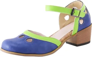 Sandals Shoes for Women Sexy Spring and Summer 2023 New European and American Foreign Trade Style Large Color Matching Buckle Casual Single Shoe Sandals (Blue, 7.5)