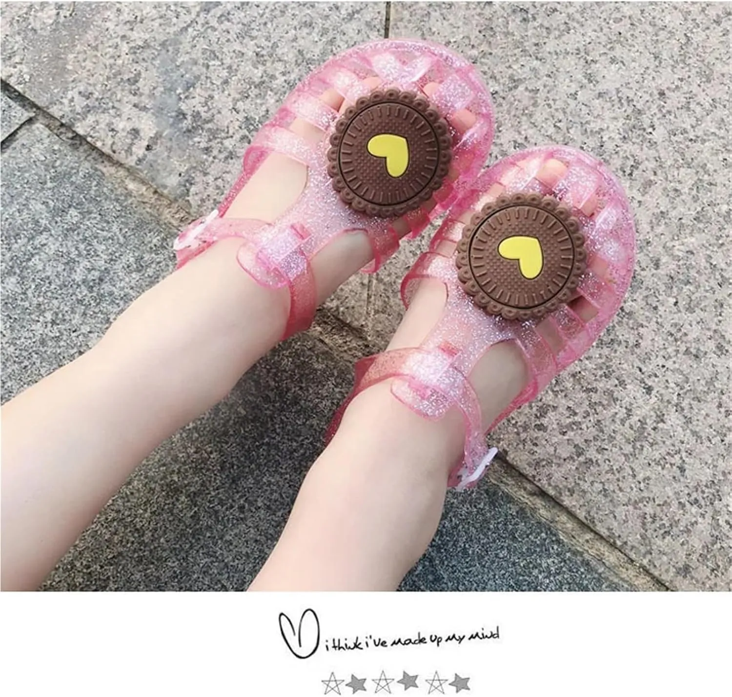 Sandals Summer Girl Boy Shoes Cartoon Biscuits Jelly Beach Shoes Hollow Fisherman Sandals(White,28in16.8cm)