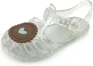 Sandals Summer Girl Boy Shoes Cartoon Biscuits Jelly Beach Shoes Hollow Fisherman Sandals(White,28in16.8cm)