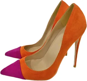 SchdosY Women's Fashion Suede Pointed Toe Pumps with 4.7" Stiletto High Heels Classic Elegant Wedding Bride Dress Prom Party Shoes Large Size 34-46