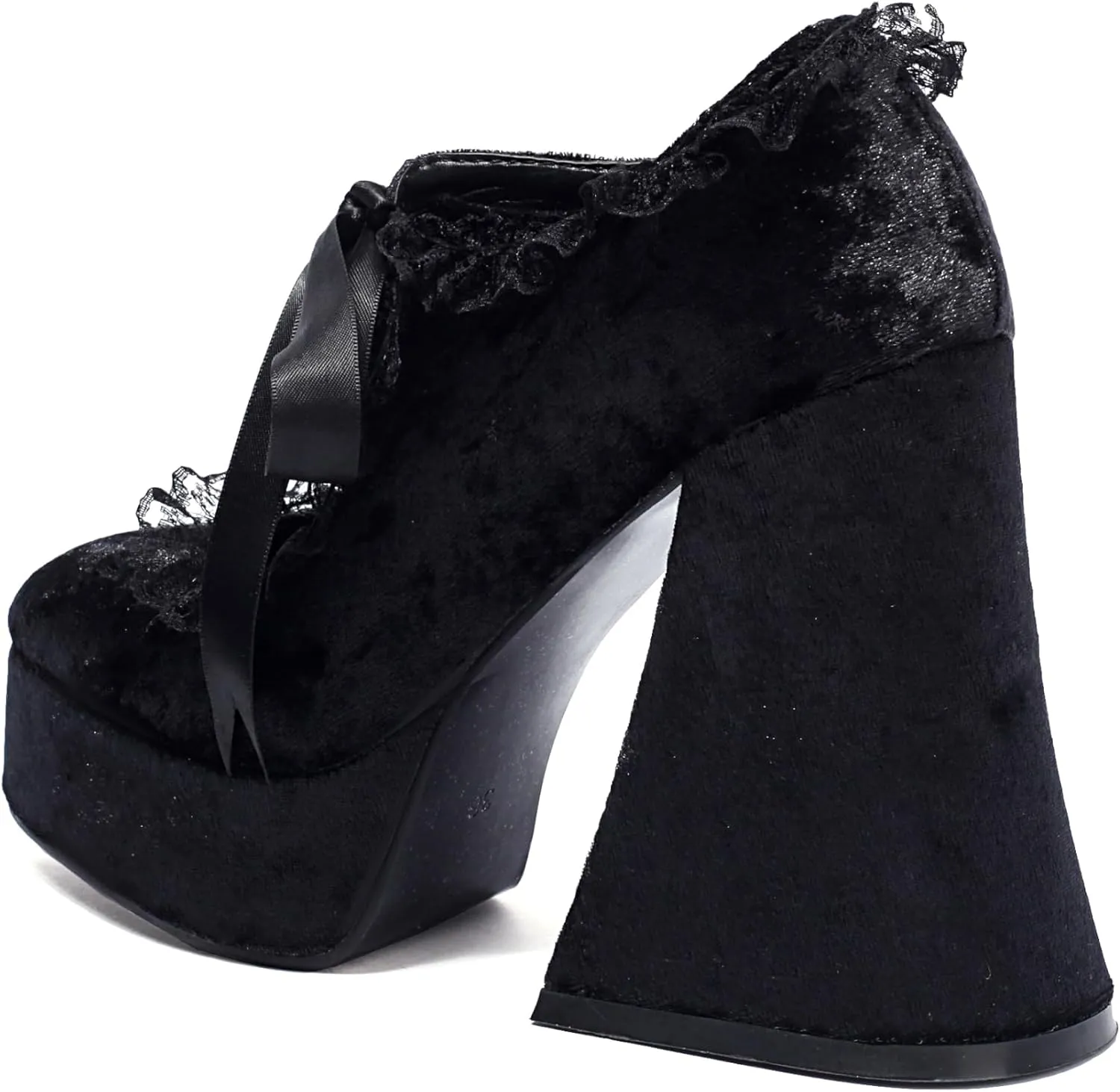 SEIFIN Women's Platform Goth Mary Jane Pumps Chunky High Gothic Heels Round Toe Lace Flower Bowknot Dress Punk Fashion Costume Party Y2K Vintage Sweet Platform High Heels Shoes