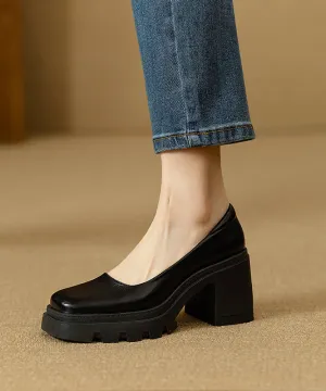 Shoes Heel Black Comfortable Splicing Boutique Chunky