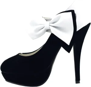 SHOW STORY Sexy Ladies Bow Ankle Strap Stiletto Platform Pumps Shoes,LF30412