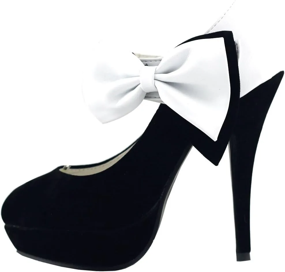 SHOW STORY Sexy Ladies Bow Ankle Strap Stiletto Platform Pumps Shoes,LF30412