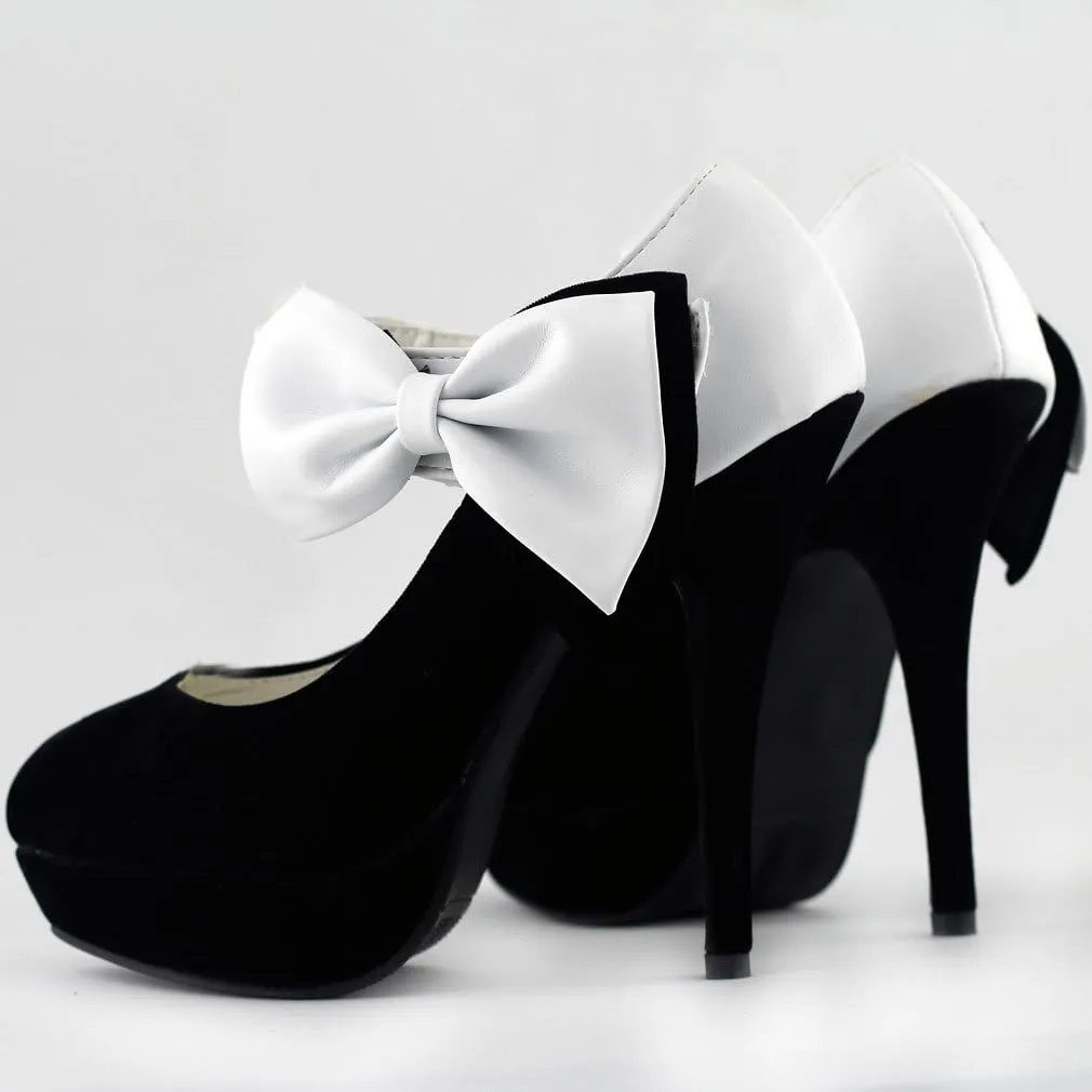 SHOW STORY Sexy Ladies Bow Ankle Strap Stiletto Platform Pumps Shoes,LF30412