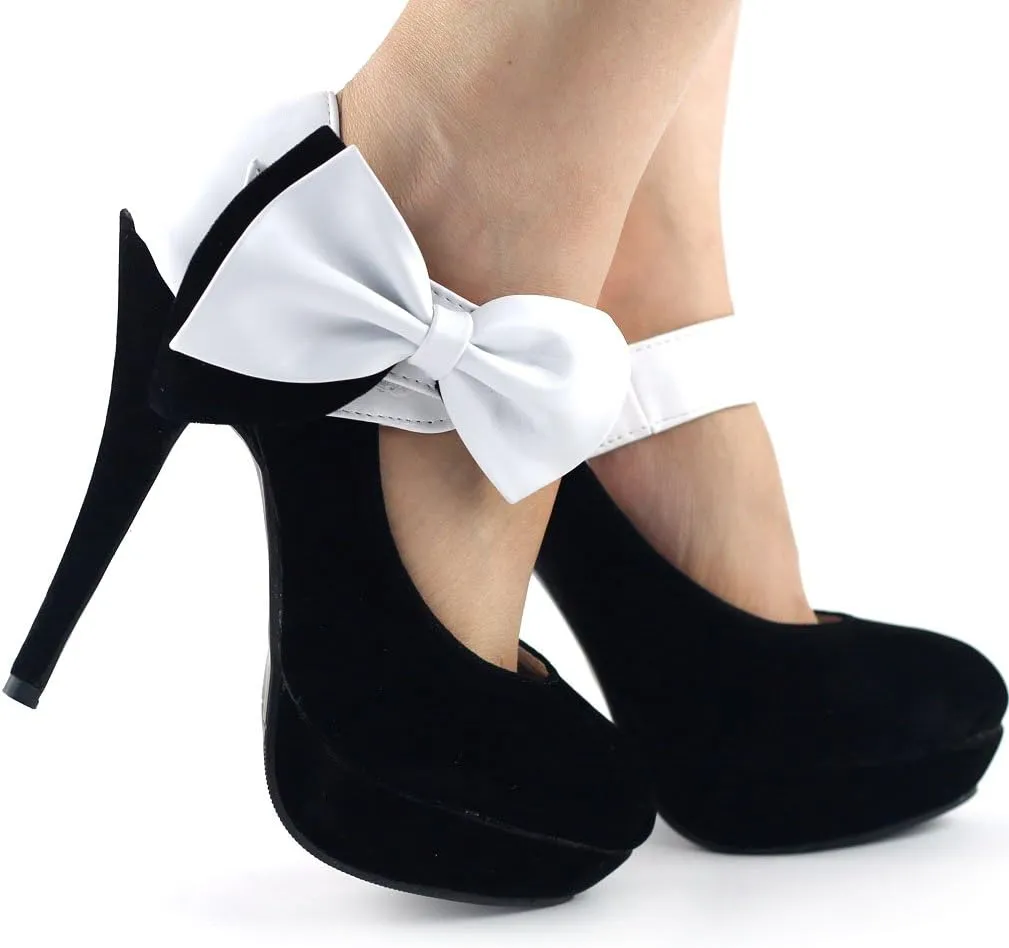 SHOW STORY Sexy Ladies Bow Ankle Strap Stiletto Platform Pumps Shoes,LF30412