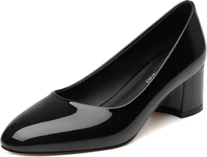 SKYSTERRY Women's Pumps Chunky Block Closed Round Toe Heels Low Heel Comfortable Dress Shoes for Business Work Wedding 2 Inch