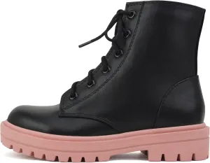 Soda FIRM-2 KIDS/CHILDREN/GIRLS Lug Sole Fashion Combat Ankle Bootie Lace up w/Side Zipper