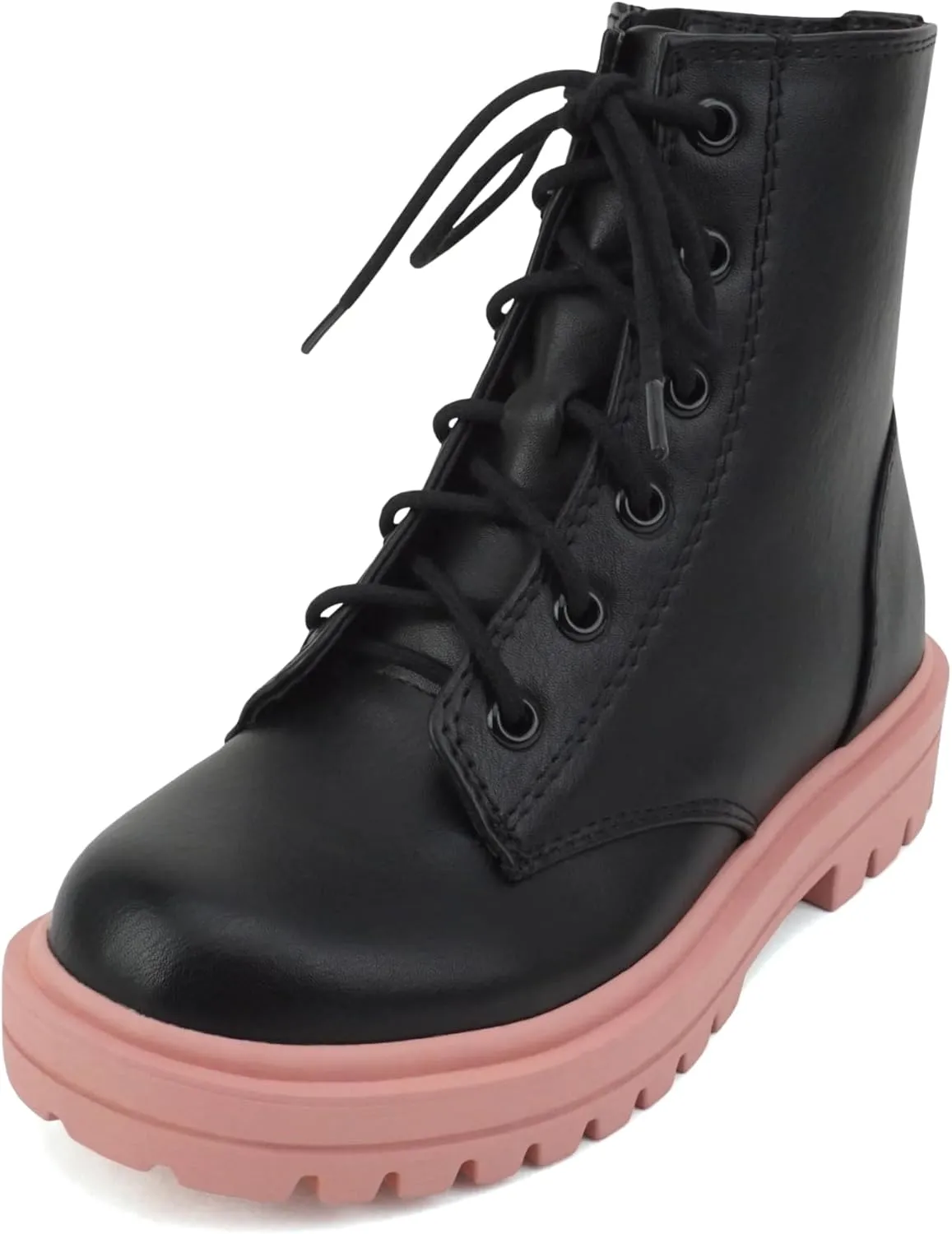 Soda FIRM-2 KIDS/CHILDREN/GIRLS Lug Sole Fashion Combat Ankle Bootie Lace up w/Side Zipper