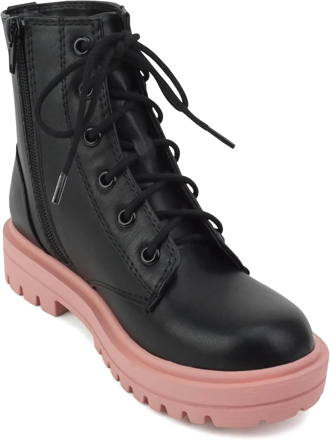Soda FIRM-2 KIDS/CHILDREN/GIRLS Lug Sole Fashion Combat Ankle Bootie Lace up w/Side Zipper