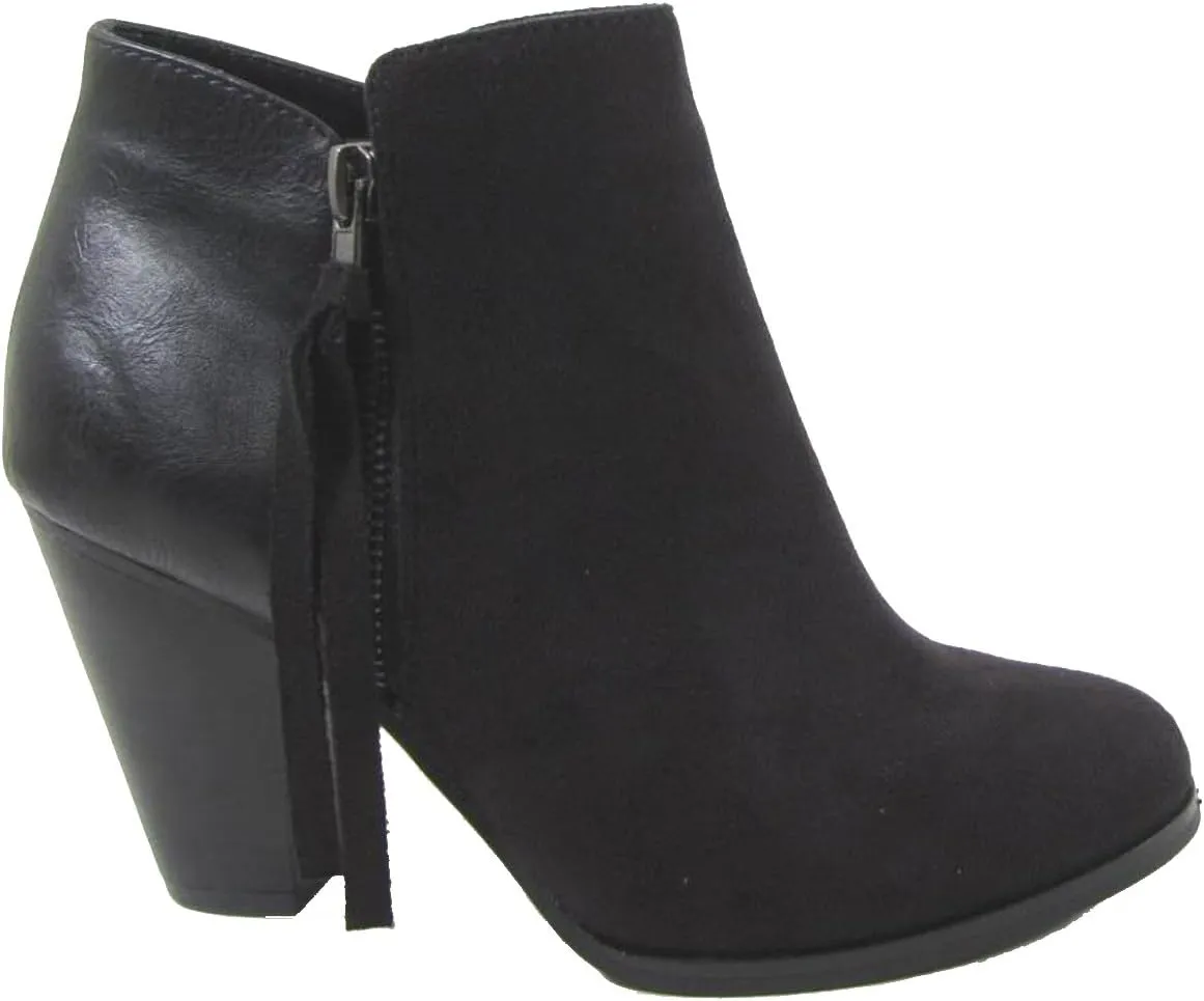 Soda Women's Ages Tassel Zip Chunky Heel Bootie