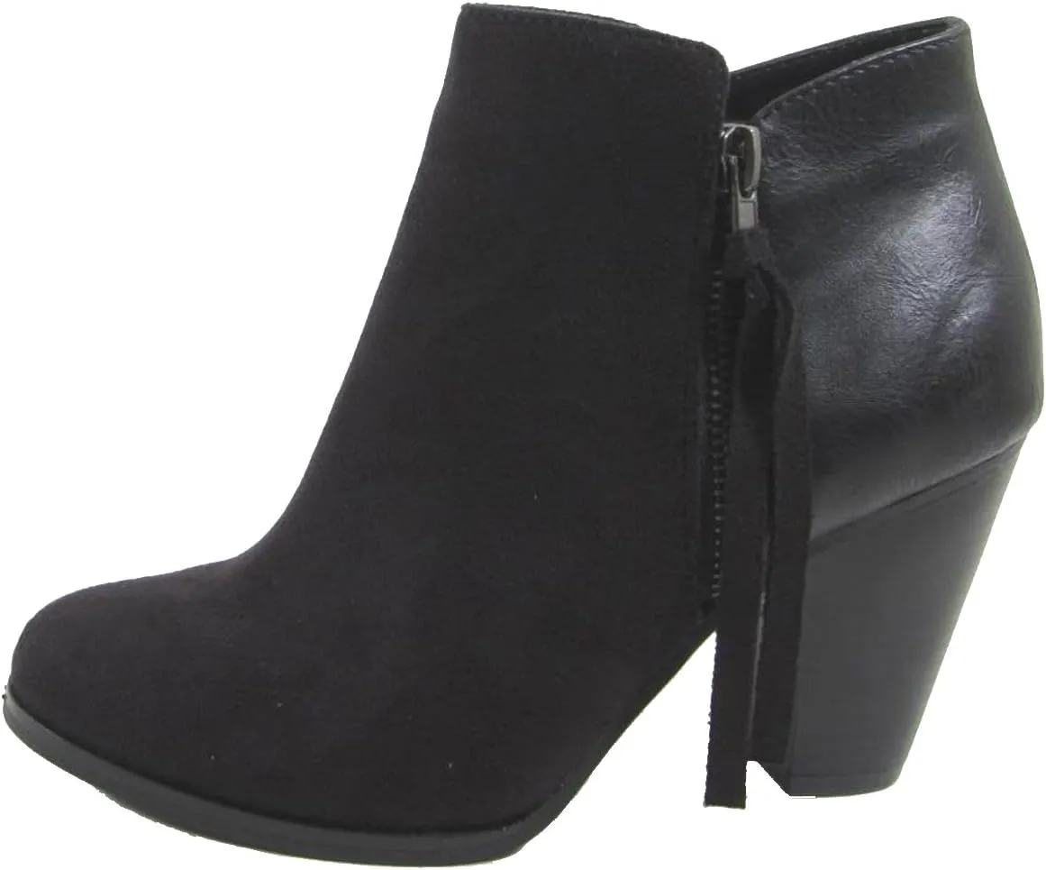 Soda Women's Ages Tassel Zip Chunky Heel Bootie