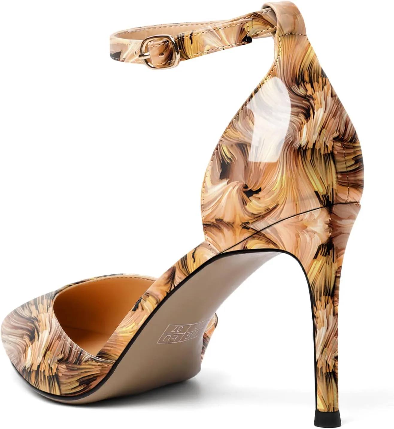 Soireelady Women High Heel Pumps Pointed Toe Stilettos Adjustable Ankle Strap High Heels Elegant Office Lady Shoes for Party, Wedding, Evening 3.35 Inches