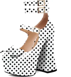 Soireelady Women's Platform Chunky Heels, Round Toe Mary Jane Pumps, Block High Heels with Ankle Strap, Dressy Shoes for Party, Wedding, Evening Sexy