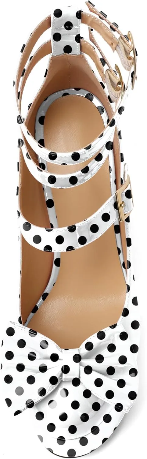 Soireelady Women's Platform Chunky Heels, Round Toe Mary Jane Pumps, Block High Heels with Ankle Strap, Dressy Shoes for Party, Wedding, Evening Sexy
